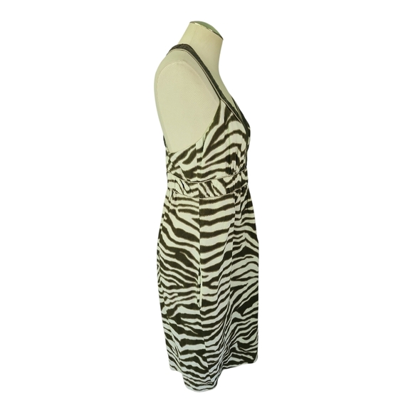 Banana Republic Zebra Print Halter Dress Size 10 100% Cotton Safari Y2K Vibes - Picture 7 of 11